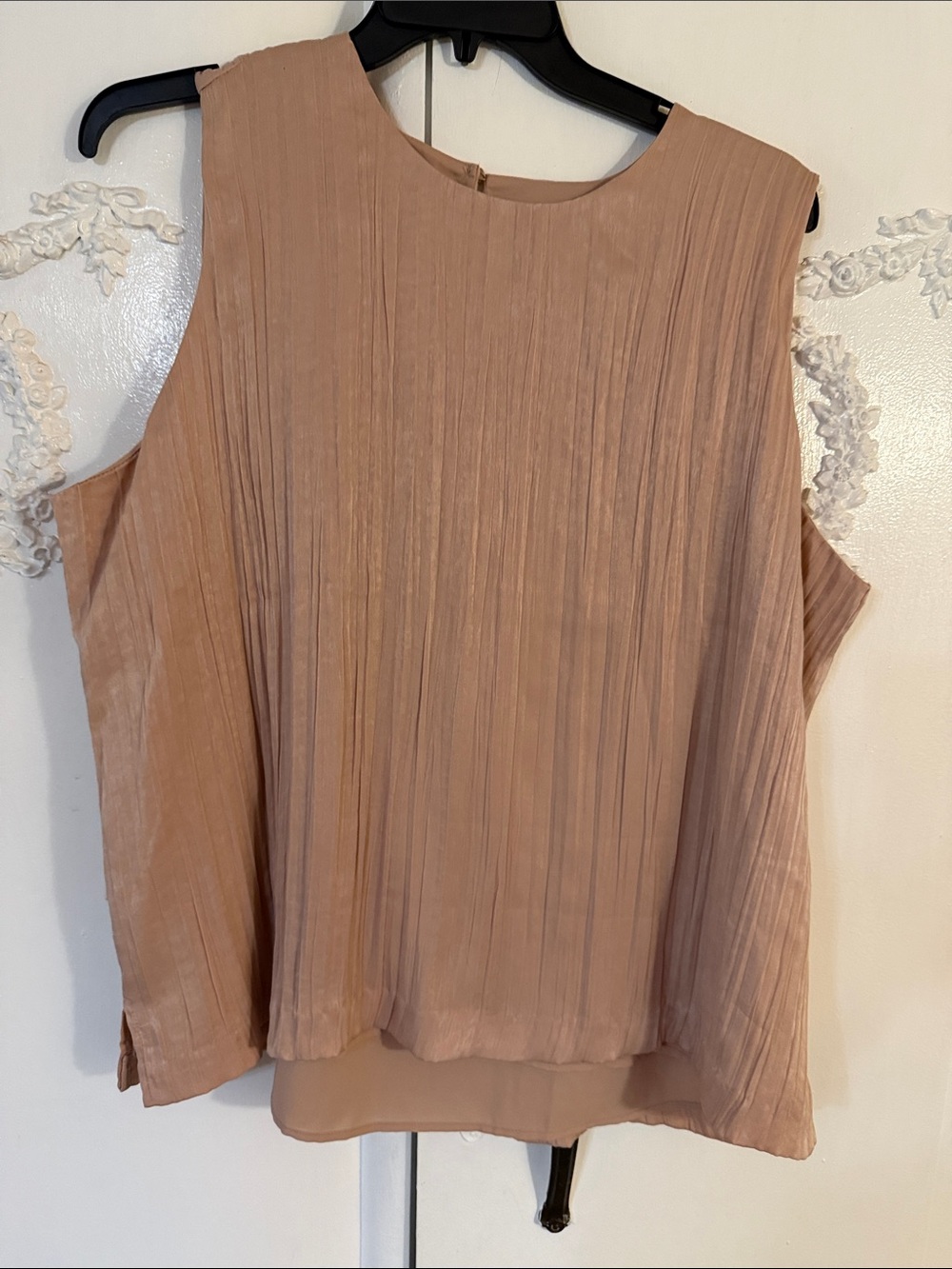 Alfani Mauve-Taupe Pleated Sleeveless Blouse